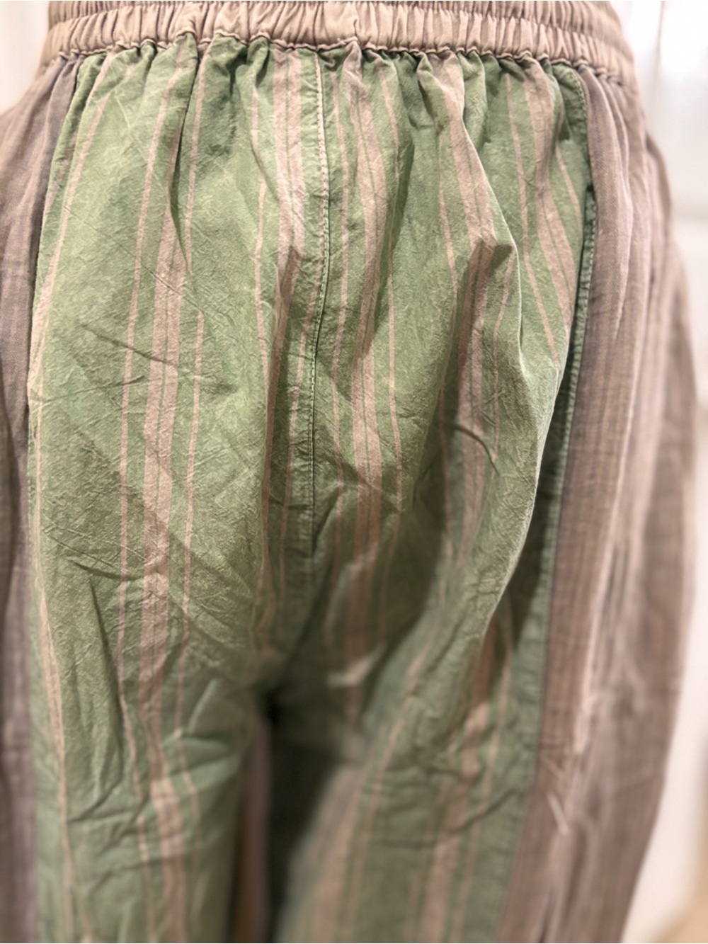 Boho Patchwork Boot-Cut Pants in Taupe & Beige. Pockets!💕 - Picture 8 of 10
